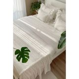 Ritmo Home Çeyiz Seti (Nevresim Takımı ve Yatak Runer Seti) Kırık Beyaz Fistolu Fırfırlı