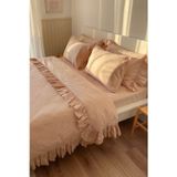 Ritmo Home King Size Battal Boy Çift Kişilik Toprak Rengi Fırfırlı Pamuklu Vintage Otel Serisi Nevresim Takımı