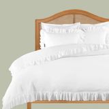 Ritmo Home Kırık Beyaz Farbalalı - Fırfırlı Pamuklu Vintage Otel Serisi Çift Kişilik Nevresim Takımı - 200 x 220 cm - Ekru