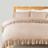 Ritmo Home Toprak Rengi Farbalalı - Fırfırlı Pamuklu Vintage Otel Serisi Çift Kişilik Nevresim Takımı - 200 x 220 cm - Bej