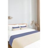 Ritmo Home Yatak Runner & Iç Dolgulu Kırlent Seti Çift Kişilik Biyeli Krem/indigo Mavi, Çeyiz, Yatak Örtüsü