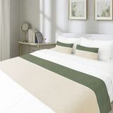 Ritmo Home Yatak Runner & Iç Dolgulu Kırlent Seti Çift Kişilik Biyeli Krem/yeşil - 70 x 240 cm - Krem - Yeşil