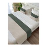 Ritmo Home Yatak Runner & Iç Dolgulu Kırlent Seti Çift Kişilik Biyeli Krem/yeşil, Çeyiz, Yatak Örtüsü