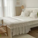 Ritmo Home Yatak Runner & Iç Dolgulu Kırlent Seti Çift Kişilik Pamuk Fistolu - Beyaz - 70 x 240 cm