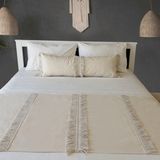 Ritmo Home Yatak Runner & Iç Dolgulu Kırlent Seti Çift Kişilik Püsküllü Iskandinav Krem - Krem Rengi - 70 x 240 cm