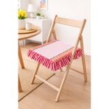 RİTMOHOME Dopamin Çizgili Fırfırlı Renkli, Vintage, Deniz, Yaz, Iskandinav, Bohem 40x40 Sandalye Minderi