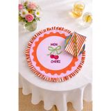 RİTMOHOME Fırfırlı, Kirazlı, Yuvarlak, Yaz, Desenli, Baskılı, Renkli, Amerikan Servis 40Cm Çap (1 ADET)