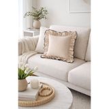 RİTMOHOME Fırfırlı, Vintage, Country, Iskandinav, Bohem 45x45 Dekoratif Kırlent Kılıfı Krem, Siyah