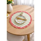 RİTMOHOME Fırfırlı, Yuvarlak, Bohem, Baskılı, Renkli, Çizgili Amerikan Servis 40Cm Çap (1 ADET)
