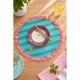 RİTMOHOME Fırfırlı, Yuvarlak, Bohem, Kalp, Desenli, Baskılı, Renkli, Çizgili Amerikan Servis 40Cm Çap (1 ADET)