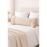 RİTMOHOME Krem, Fırfırlı, Country, Iskandinav, Bohem, Vintage Uzun 40x100 Kırlent Yastık (İÇİ DOLGULU)