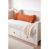 RİTMOHOME Taçın, Kiremit Rengi Fırfırlı, Country, Bohem, Vintage Uzun 40x100 Kırlent Yastık (İÇİ DOLGULU)