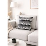 RİTMOHOME Vintage, Eskitme, Farmhouse, Iskandinav, Gri, Siyah, Geometrik Dokulu Kırlent Kılıfı