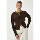 Ritnice Kadın Aria Premium Viscose Yumuşak Kahverengi Triko Hırka