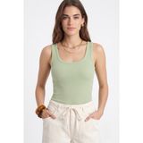 Ritnice Kadın Cotton Premium Doku Açık Çağla Pamuklu Basic Fitilli Atlet - XL