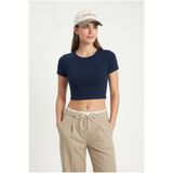 Ritnice Kadın Deal Lux Touch Yumuşak Doku Crop Lacivert Bluz