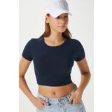 Ritnice Kadın Deal Lux Touch Yumuşak Doku Crop Lacivert Bluz