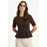 Ritnice Kadın Ella Kahverengi Peplum Bluz