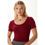 Ritnice Kadın Favor Lux Touch Yumuşak Doku U yaka Bordo Bluz