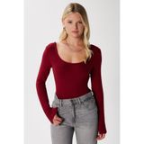 Ritnice Kadın Heat Lux Touch U Yaka Bordo Uzun Kol Soft Bluz