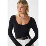 Ritnice Kadın Heat Lux Touch U Yaka Siyah Uzun Kol Soft Bluz