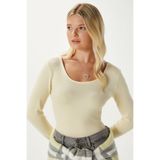 Ritnice Kadın Heat Lux Touch U Yaka Tereyağı Sarısı Uzun Kol Soft Bluz