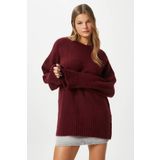 Ritnice Kadın Homy Yumuşacık Bisiklet Yaka Bordo Oversize Triko Kazak