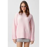 Ritnice Kadın Homy Yumuşacık Bisiklet Yaka Soft Pembe Oversize Triko Kazak
