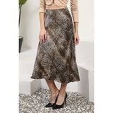 Ritnice Kadın Leopar Midi Saten Etek - Karışık