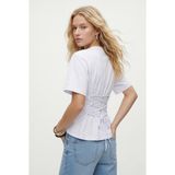 Ritnice Kadın Luma Belden Oturan Bağcıklı Ayarlanabilir Pamuk Beyaz T-shirt / Bluz