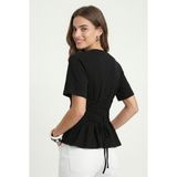 Ritnice Kadın Luma Belden Oturan Bağcıklı Ayarlanabilir Pamuk Siyah T-shirt / Bluz