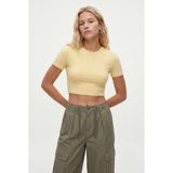Ritnice Kadın New Serra %100 Pamuk Tereyağ Sarısı Crop Top - XL