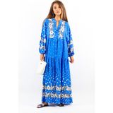 Ritnice Kadın Prive Dreamy Viskon Mavi Maksi Uzun Yazlık Elbise - L - XL - Ekru - Mavi