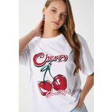 Ritnice Kadın Redcherry Taşlı Kiraz Desen T-Shirt