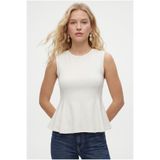 Ritnice Kadın Rowe %100 Pamuk Peplum Sıfır Kol Ekru Bluz