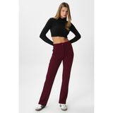 Ritnice Kadın Straight Likralı Bordo Pantolon - 38