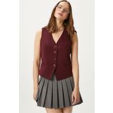 Ritnice Kadın Style Bordo Astarlı Dokuma Yelek