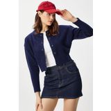 Ritnice Kadın Tilia Crop Lacivert Örgü Hırka