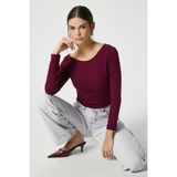 Ritnice Kayık Yaka Need Uzun Kollu Mürdüm Soft Top / Bluz - XL