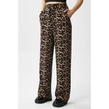 Ritnice Line Kadın Likralı Cırt Kapama Bej Leopar Palazzo Pantolon - Bej - Leopar - 36