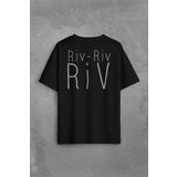 Riv Riv Riv Rivrivriv Rivriv Kemençe Horon Karadeniz Sırt Ön Baskılı Oversize Tişört Unisex T-Shirt