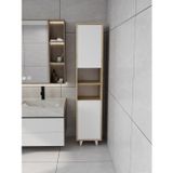 Riva Çamaşır Sepetli Banyo Dolabı Lefkaş Meşe Renk