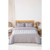 Riva İstanbul Miranda Fırfırlı Çift Kişilik Yatak Örtüsü Takımı 3 Parça Uyku & Çeyiz Seti - Gri - 240 x 260 cm