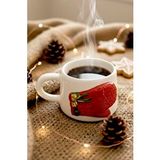 Rivaİstanbul Eldiven Amore 24 K Altın Süslemeli El Yapımı Yılbaşı Hediyesi Seramik Double Kahve Fincanı, Mug, Kupa Beyaz