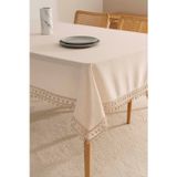 Rivaİstanbul Elegant Bej Çift Sıra Güpür Masa Örtüsü 160x220 Cm