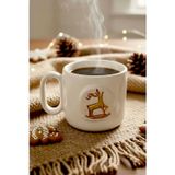 Rivaİstanbul Geyik Amore 24 K Altın Süslemeli El Yapımı Yılbaşı Hediyesi Seramik Double Kahve Fincanı, Mug, Kupa