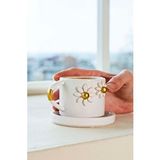 Rivaİstanbul Gold Papatya Amore El Yapımı Seramik Double Kahve Fincanı Mug Kupa