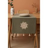 Rivaİstanbul Haki Dantel Motifli Runner 50x130 cm