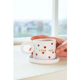 Rivaİstanbul I Love You Amore El Yapımı Seramik Double Kahve Fincanı Mug Kupa