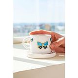 Rivaİstanbul Kelebek Amore El Yapımı Seramik Double Kahve Fincanı Mug Kupa Krem